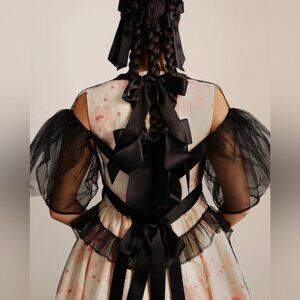 NWT Simone Rocha x H&M Puff Sleeve Tulle Top in Black sz XS